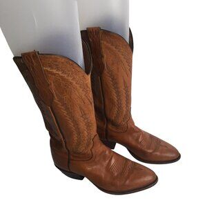 Larry Mahan Cowboy Boots Mens Size 7 Brown Leather Western El Paso 3314